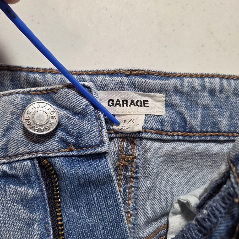 Garage Mini Skirt Grunge Womens Small Blue Denim Distressed Light Wash Festival - Picture 5 of 7